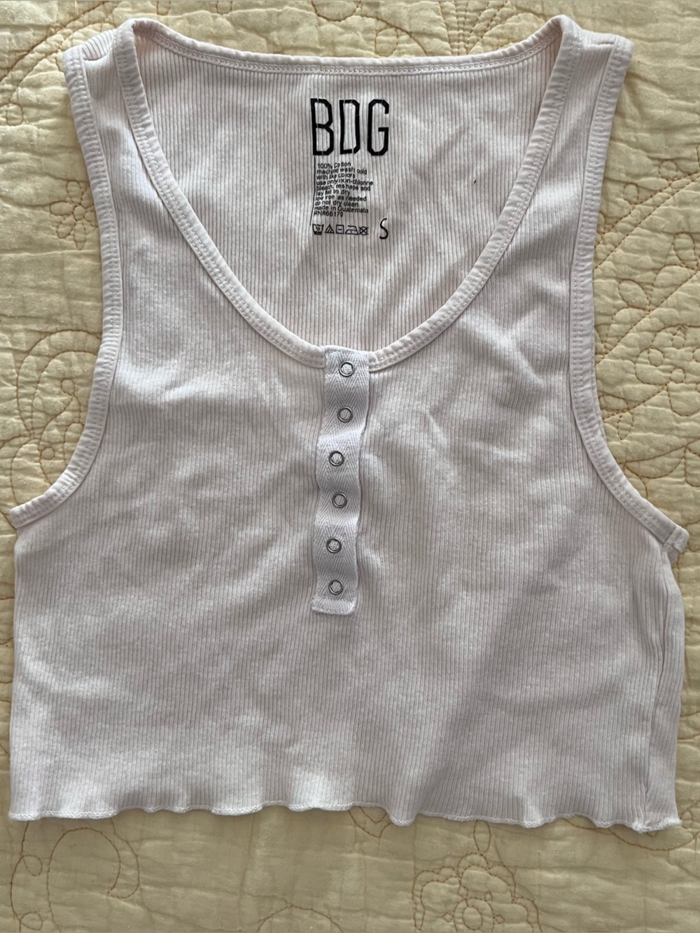 Urban Outfitters BDG Cream Ribbed Crop Tank Top with Front Snap Design